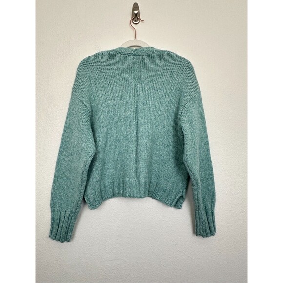ISCHIKO Wool Alpaca Knit Cardigan V-Neck Blue Green Romania Women's Small (1) - Picture 11 of 12